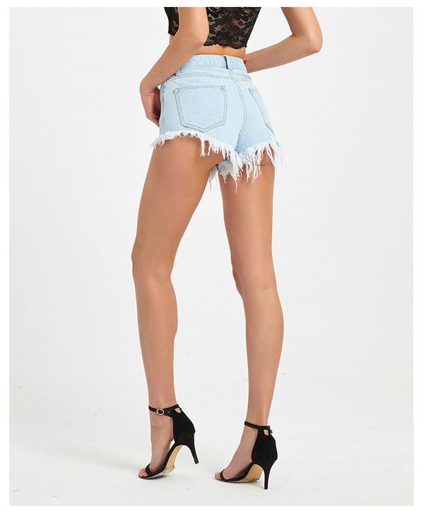 Fave Fray Hem Denim Shorts - Light Blue Wash