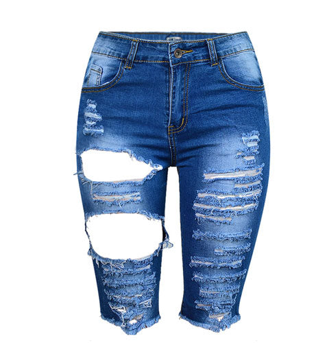 Muse Look Distressed Bermuda Shorts - Blue