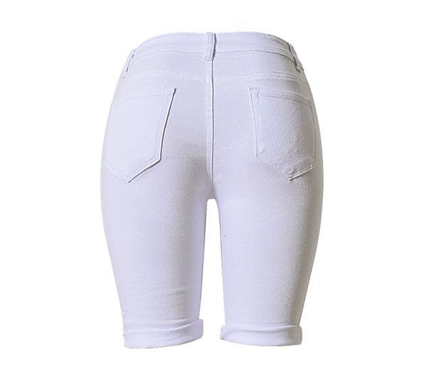 My Muse Distressed Bermuda Shorts - White