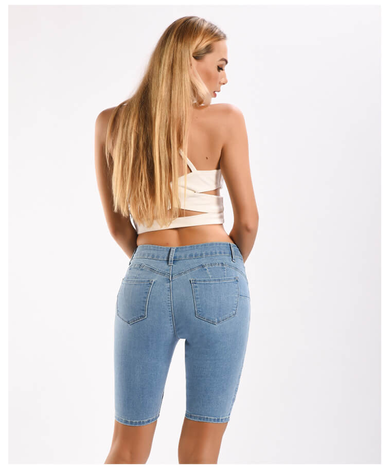 Womens Moto Style Jeans Shorts
