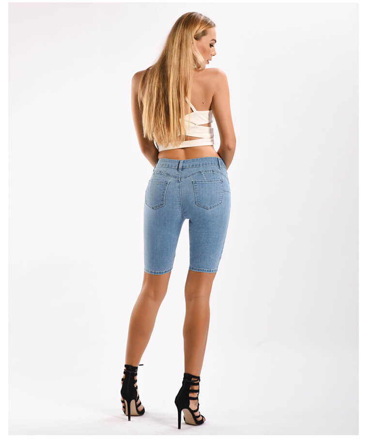 Womens Moto Style Jeans Shorts