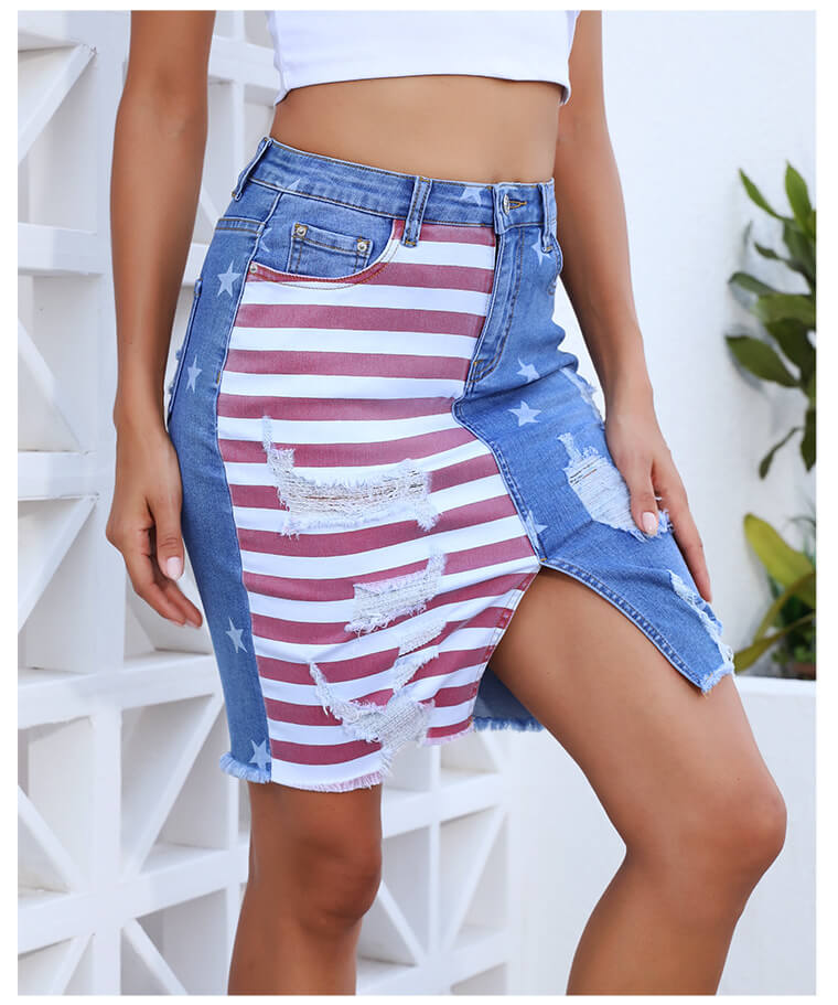 4th of July Denim Pencil Skirt