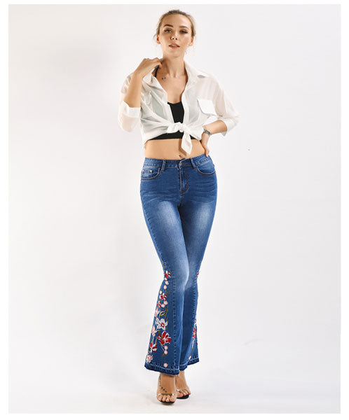 Take My Heart Flower Embroidered Jeans