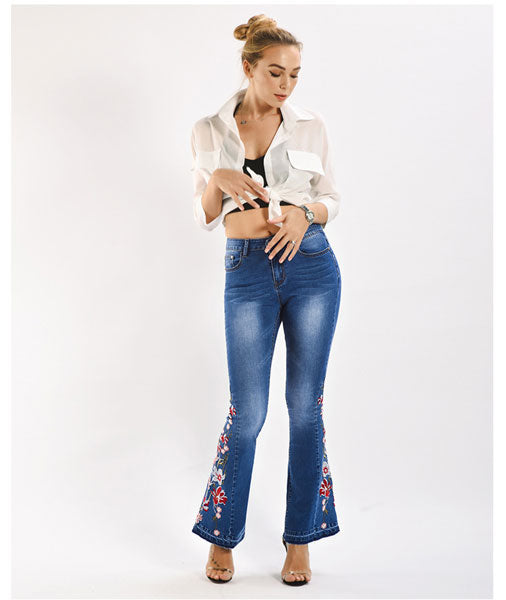 Take My Heart Flower Embroidered Jeans