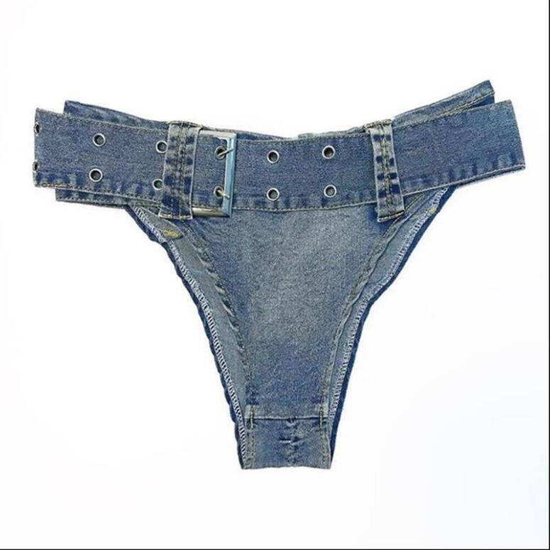 Denim Swimwear Bikini Bottoms