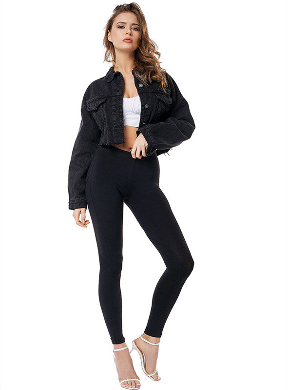 Black Cropped Denim Jacket