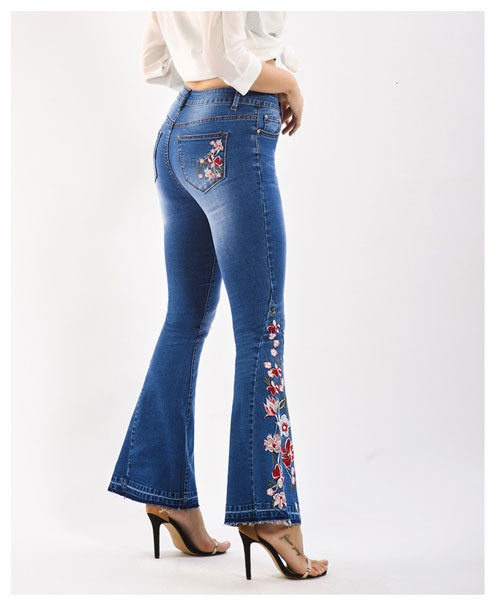 Take My Heart Flower Embroidered Jeans