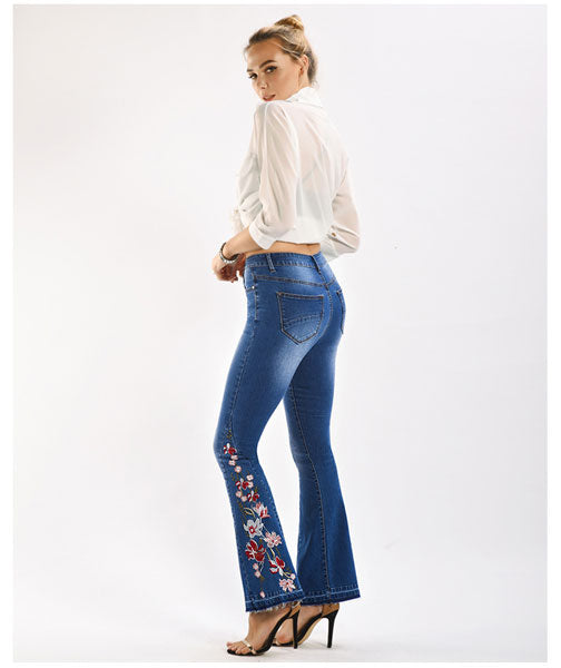 Take My Heart Flower Embroidered Jeans